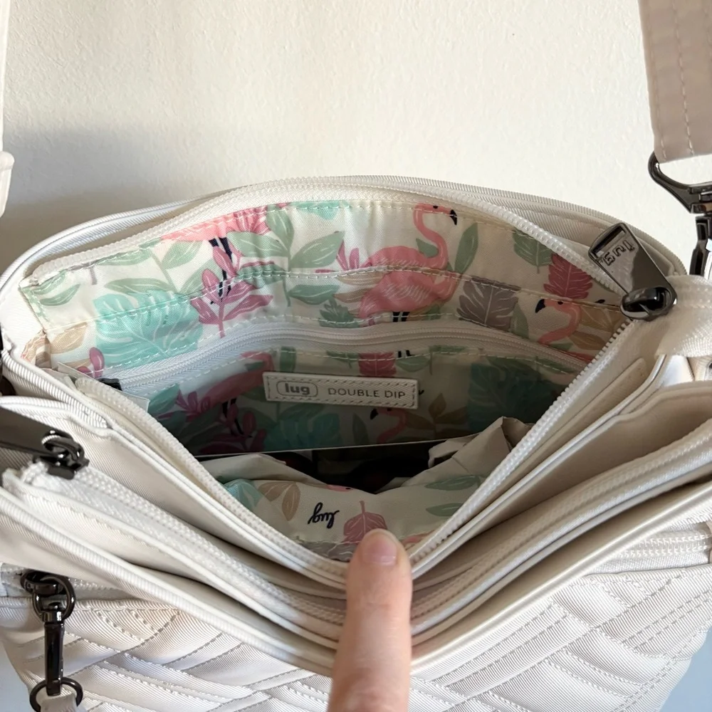 Lug Double Dip Satin Luxe VL Crossbody Bag in White NEW - Picture 5 of 5